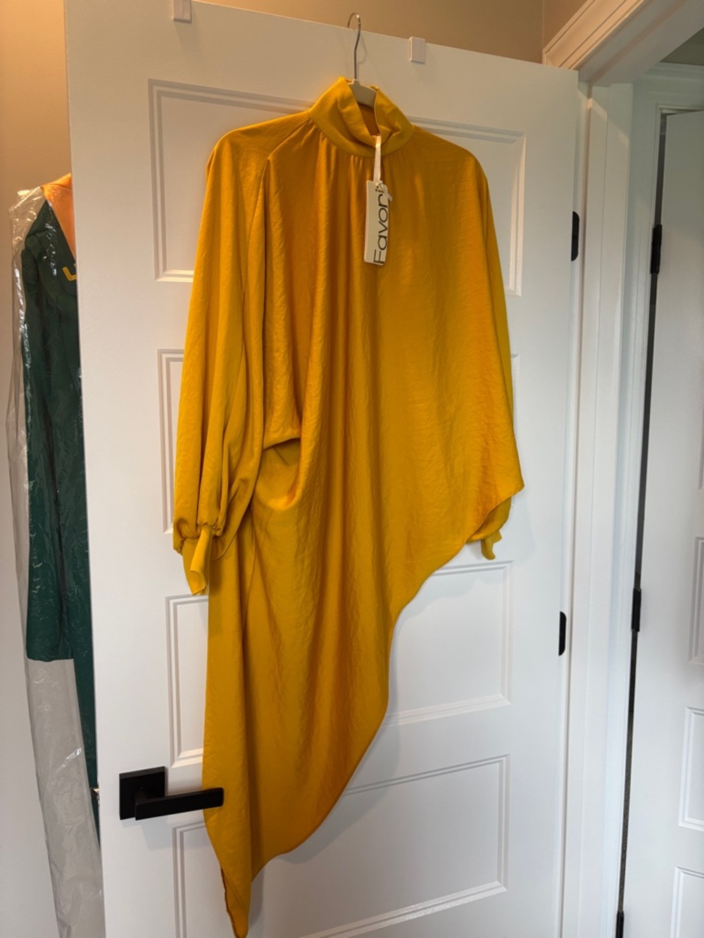 Mustard Asymmetric High-Neck Blouse